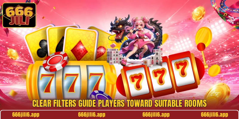 Clear filters guide players toward suitable rooms Clear filters guide players toward suitable rooms