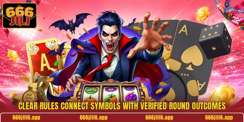 Clear rules connect symbols with verified round outcomes Clear rules connect symbols with verified round outcomes