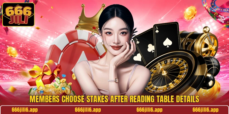 Members choose stakes after reading table details Members choose stakes after reading table details