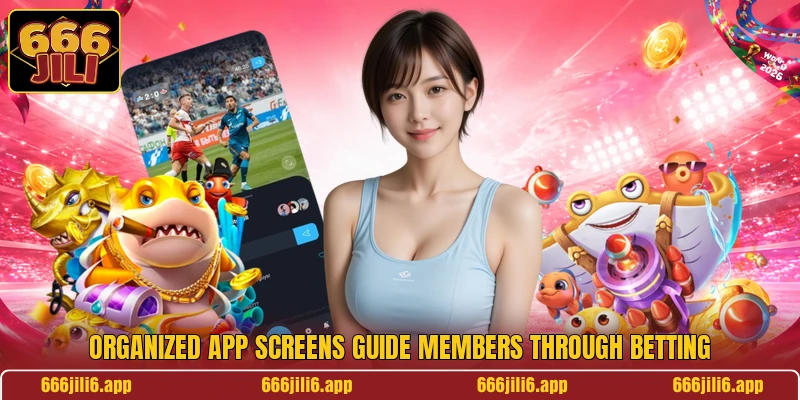 Organized app screens guide members through betting