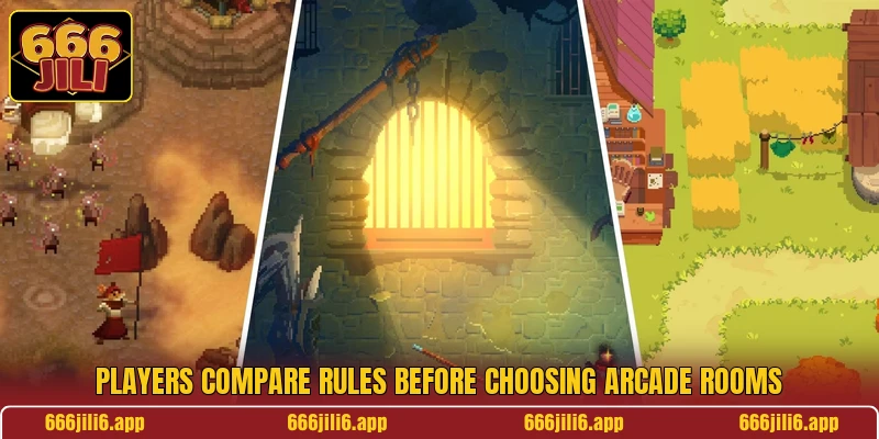 Players compare rules before choosing arcade rooms Players compare rules before choosing arcade rooms