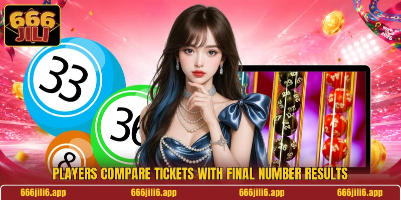 Players compare tickets with final number results Players compare tickets with final number results