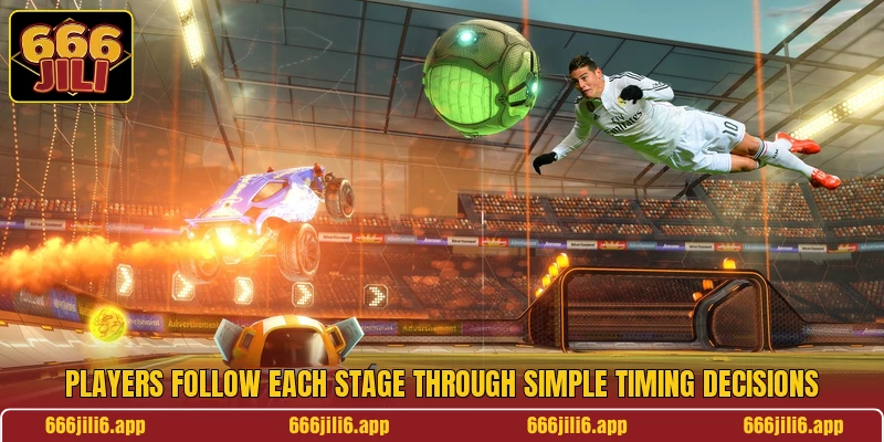 Players follow each stage through simple timing decisions Players follow each stage through simple timing decisions