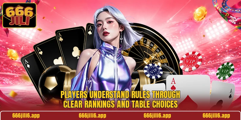 Players understand rules through clear rankings and table choices Players understand rules through clear rankings and table choices