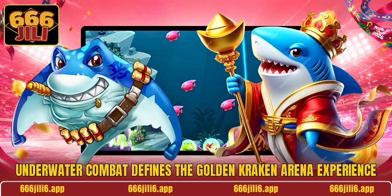 Underwater combat defines the Golden Kraken Arena experience Underwater combat defines the Golden Kraken Arena experience